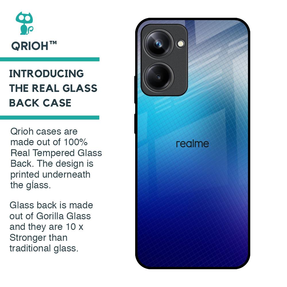 Blue Rhombus Pattern Glass Case for Realme 10 Pro 5G