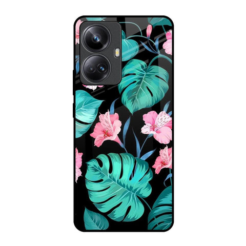Tropical Leaves & Pink Flowers Realme 10 Pro Plus 5G Glass Back Cover Online