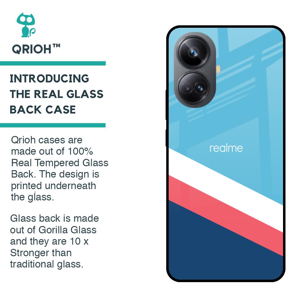 Pink & White Stripes Glass Case For Realme 10 Pro Plus 5G