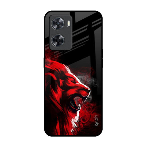 Red Angry Lion OPPO A77s Glass Back Cover Online