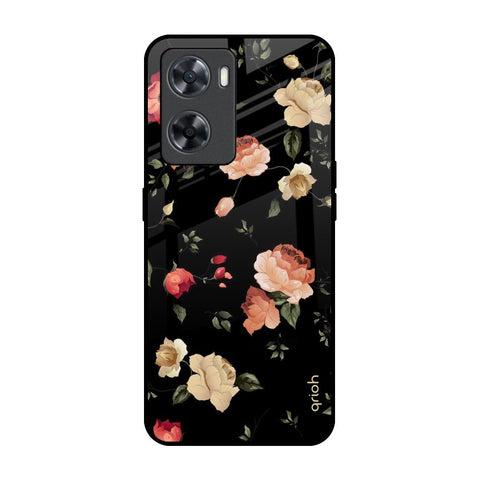 Black Spring Floral OPPO A77s Glass Back Cover Online