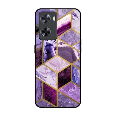 Purple Rhombus Marble OPPO A77s Glass Back Cover Online