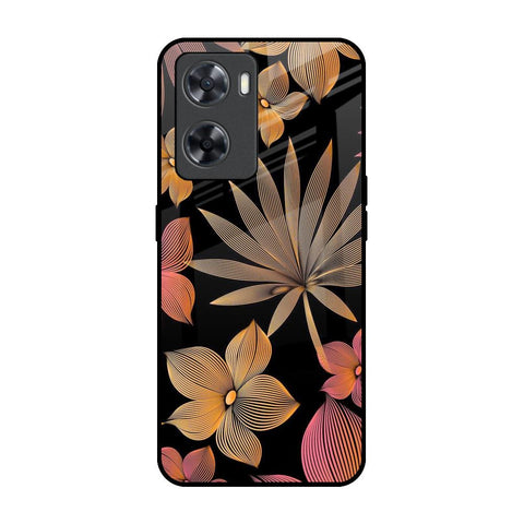 Lines Pattern Flowers OPPO A77s Glass Back Cover Online