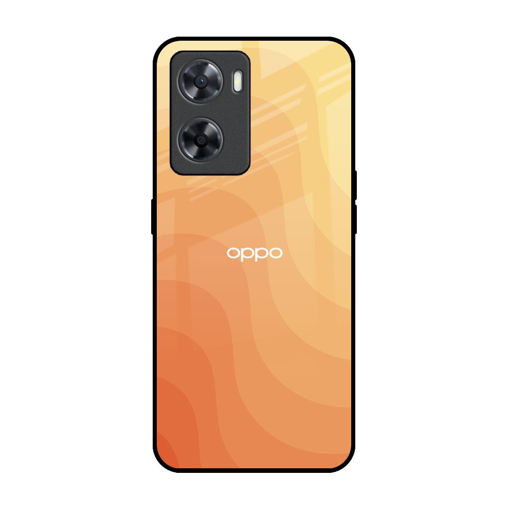 Orange Curve Pattern OPPO A77s Glass Back Cover Online