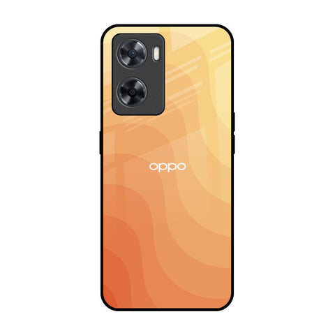 Orange Curve Pattern OPPO A77s Glass Back Cover Online