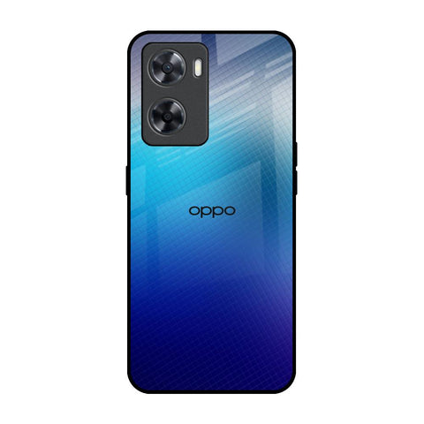 Blue Rhombus Pattern OPPO A77s Glass Back Cover Online