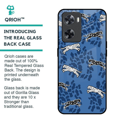 Blue Cheetah Glass Case for OPPO A77s