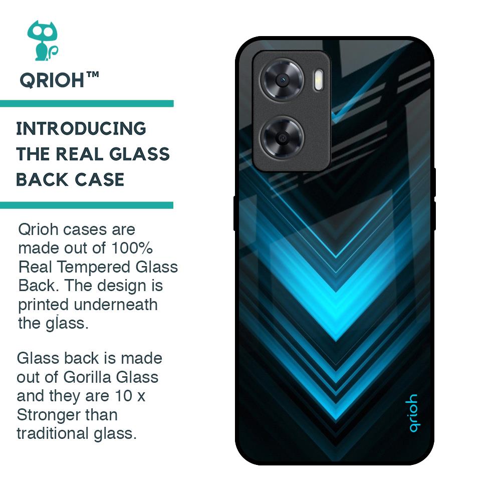 Vertical Blue Arrow Glass Case For OPPO A77s