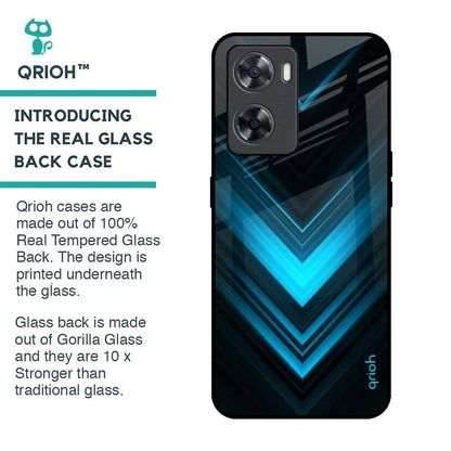Vertical Blue Arrow Glass Case For OPPO A77s