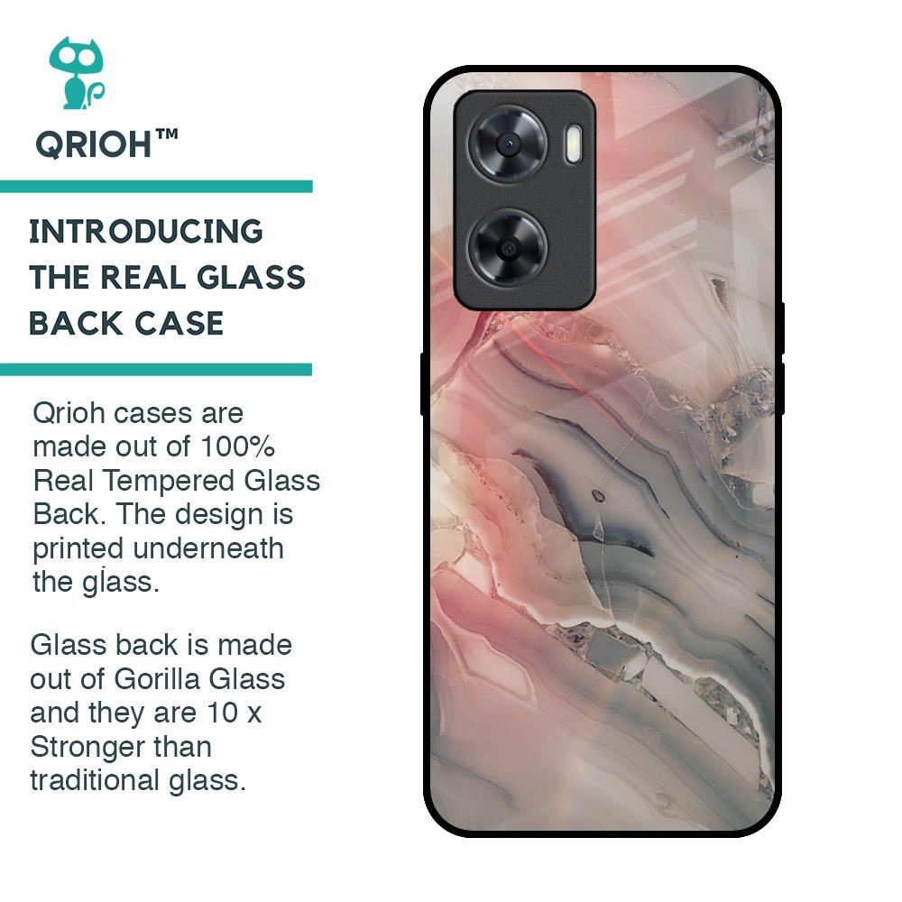 Pink And Grey Marble Glass Case For OPPO A77s