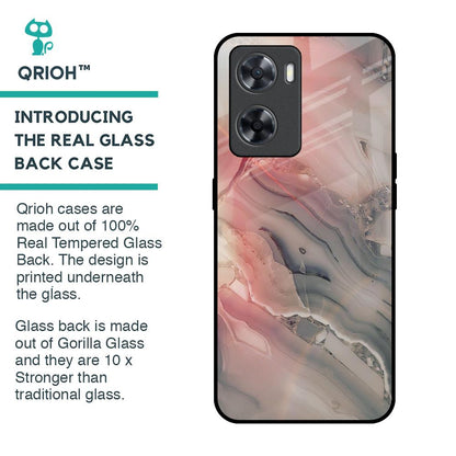 Pink And Grey Marble Glass Case For OPPO A77s