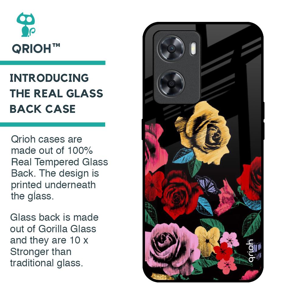 Floral Decorative Glass Case For OPPO A77s