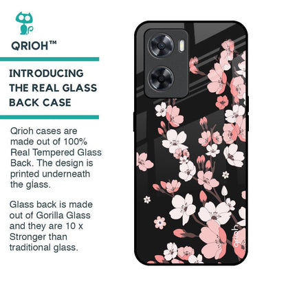 Black Cherry Blossom Glass Case for OPPO A77s