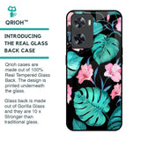 Tropical Leaves & Pink Flowers Glass Case for OPPO A77s