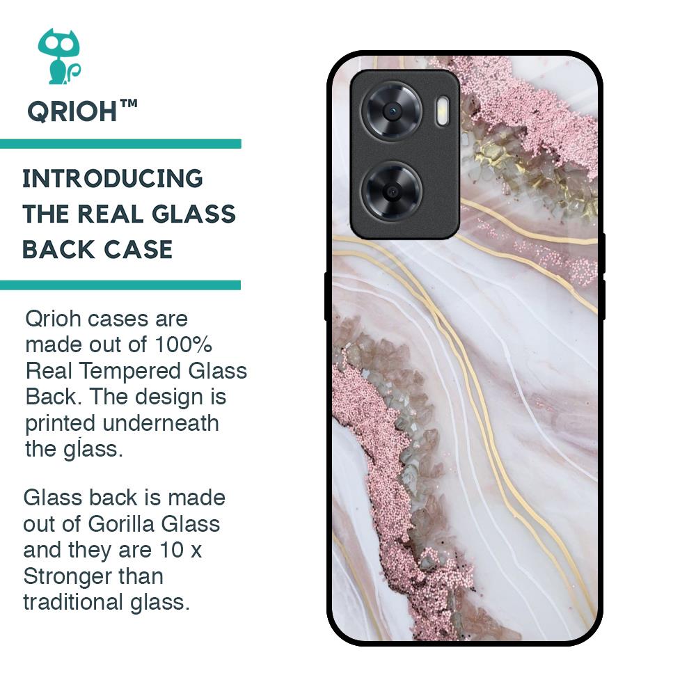 Pink & Gold Gllitter Marble Glass Case for OPPO A77s