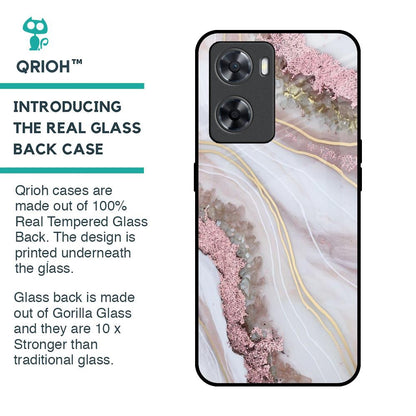 Pink & Gold Gllitter Marble Glass Case for OPPO A77s