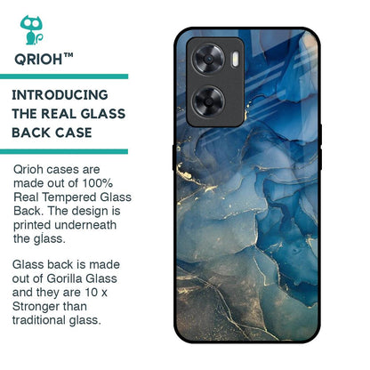 Blue Cool Marble Glass Case for OPPO A77s