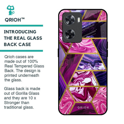 Electroplated Geometric Marble Glass Case for OPPO A77s