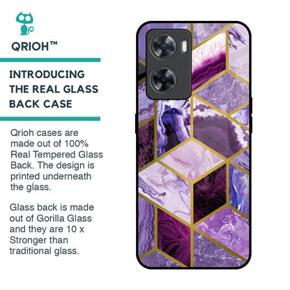 Purple Rhombus Marble Glass Case for OPPO A77s