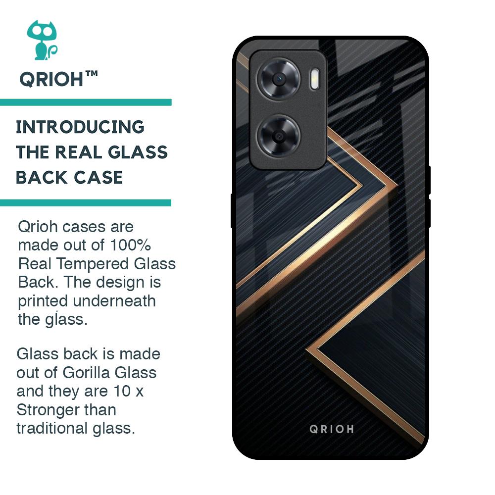 Sleek Golden & Navy Glass Case for OPPO A77s
