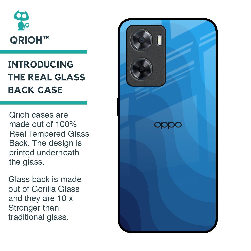 Blue Wave Abstract Glass Case for OPPO A77s