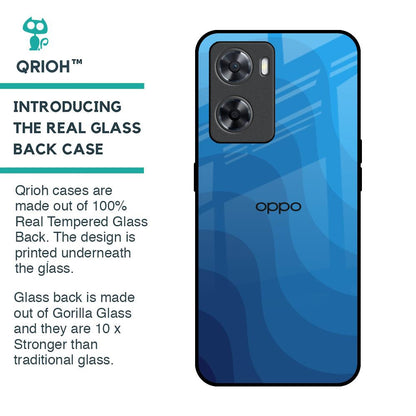Blue Wave Abstract Glass Case for OPPO A77s