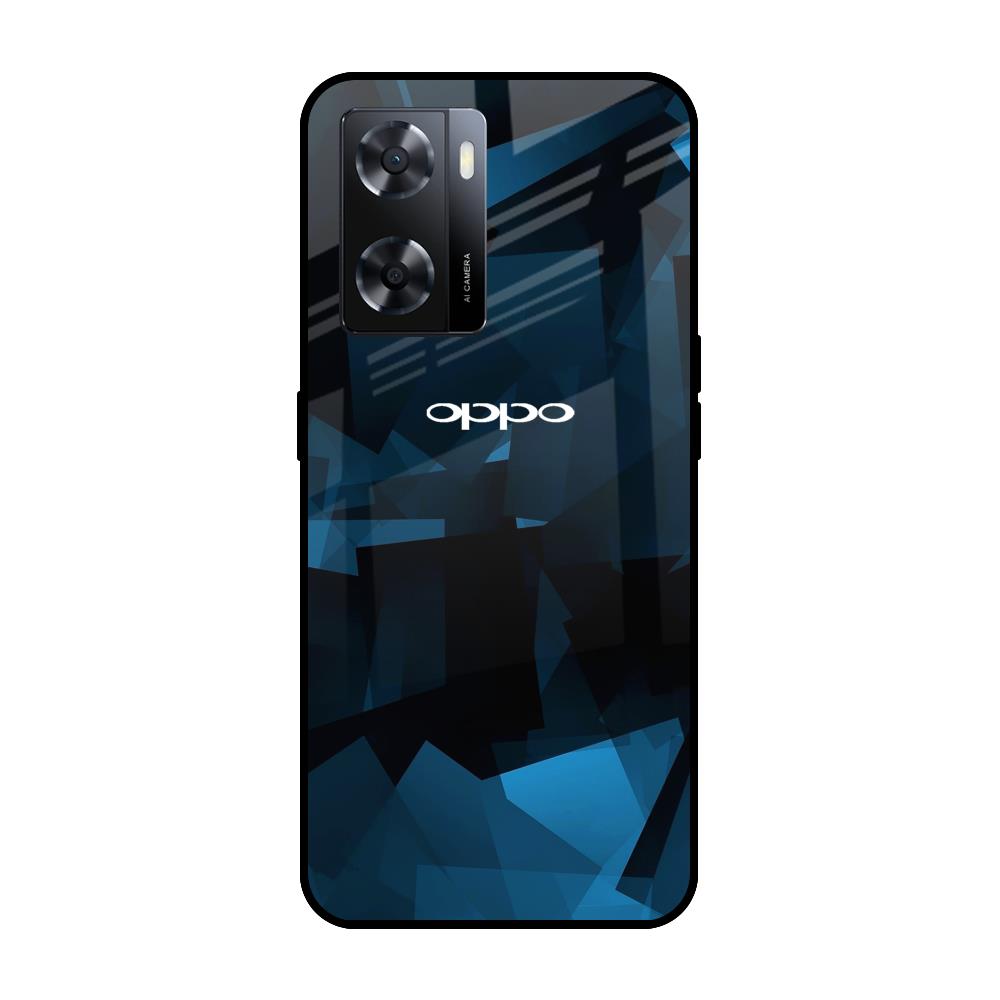 Polygonal Blue Box OPPO A77s Glass Cases & Covers Online