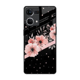 Floral Black Band Oppo F21s Pro Glass Back Cover Online
