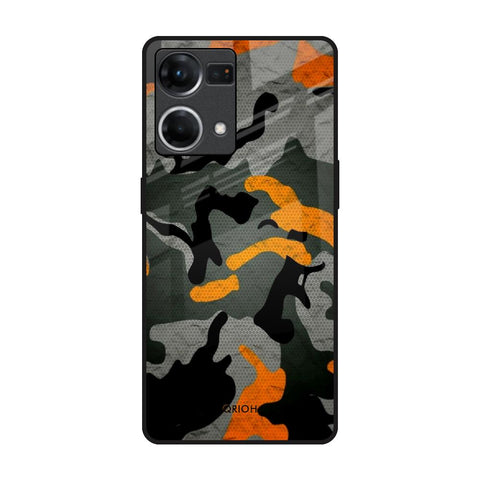 Camouflage Orange Oppo F21s Pro Glass Back Cover Online