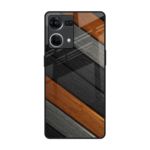 Tri Color Wood Oppo F21s Pro Glass Back Cover Online