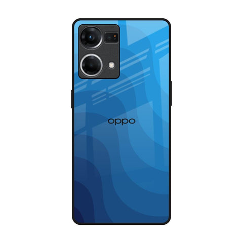 Blue Wave Abstract Oppo F21s Pro Glass Back Cover Online