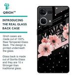 Floral Black Band Glass Case For Oppo F21s Pro