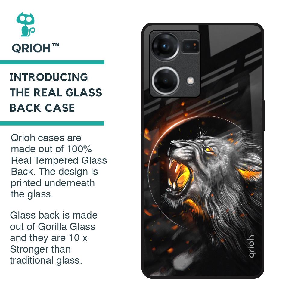 Aggressive Lion Glass Case for Oppo F21s Pro
