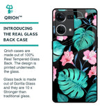 Tropical Leaves & Pink Flowers Glass Case for Oppo F21s Pro