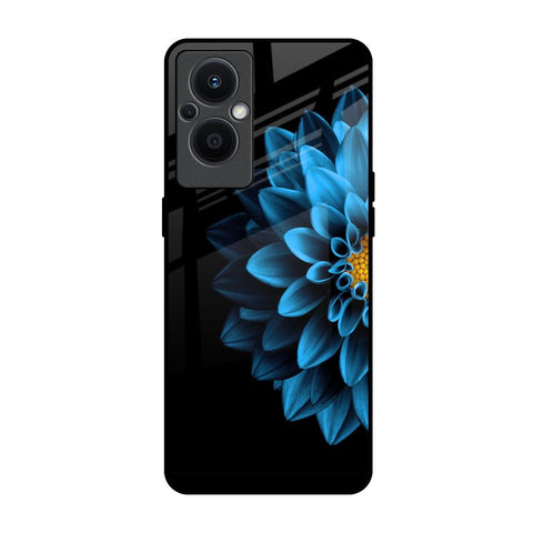 Half Blue Flower Oppo F21s Pro 5G Glass Back Cover Online