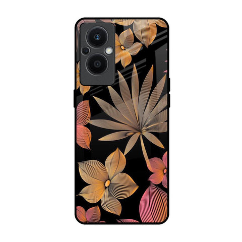 Lines Pattern Flowers Oppo F21s Pro 5G Glass Back Cover Online