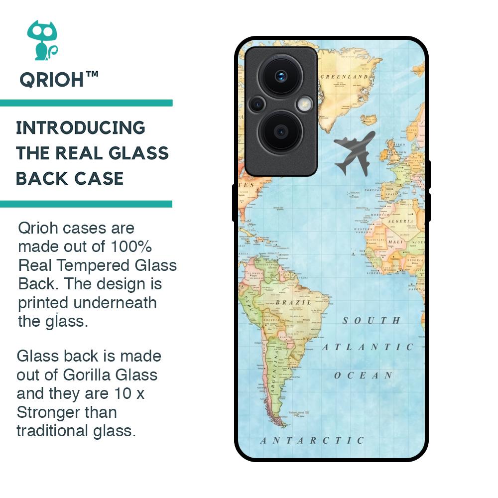 Travel Map Glass Case for Oppo F21s Pro 5G