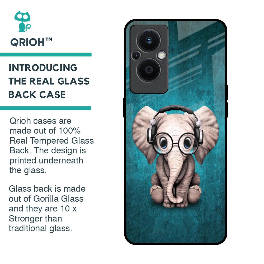 Adorable Baby Elephant Glass Case For Oppo F21s Pro 5G
