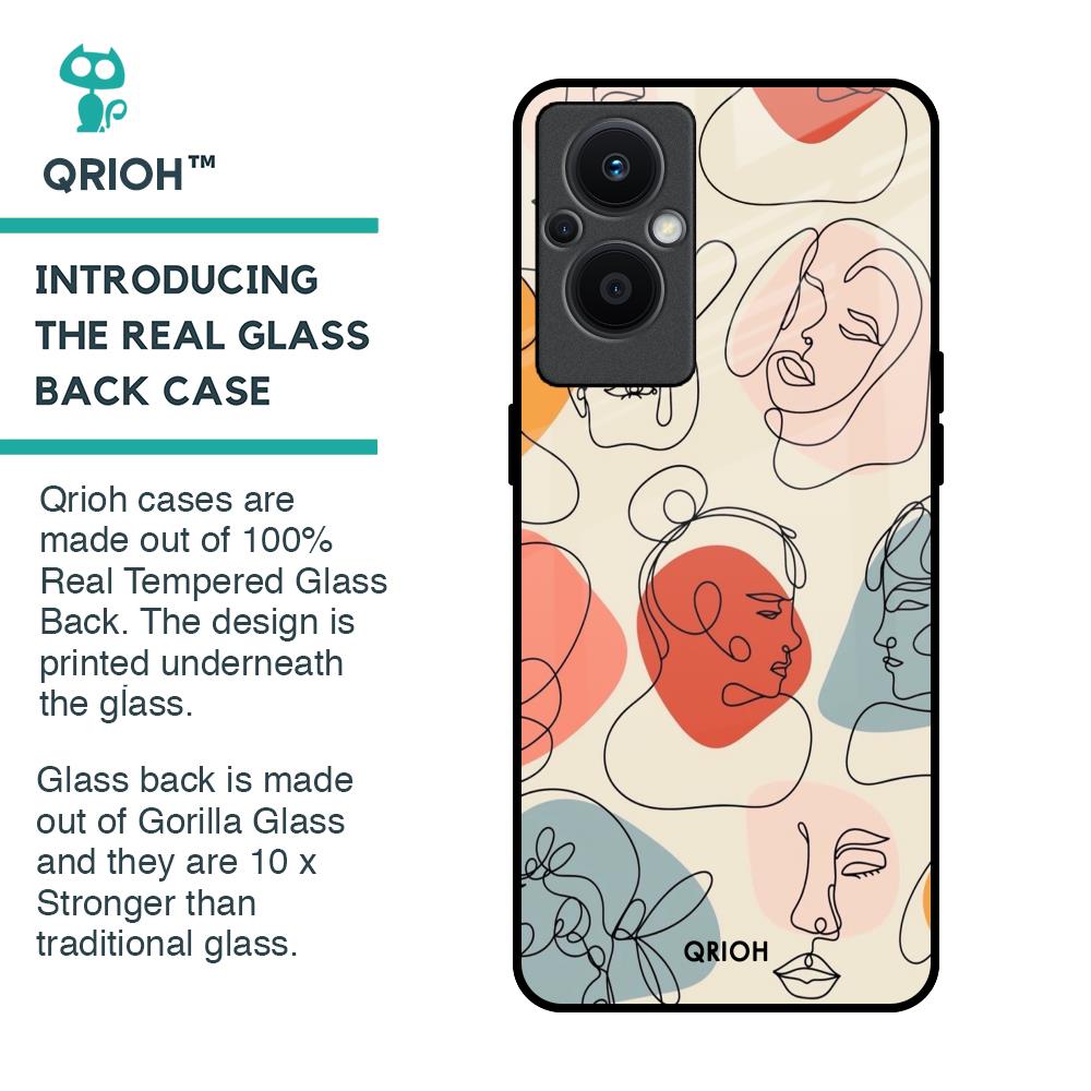 Abstract Faces Glass Case for Oppo F21s Pro 5G