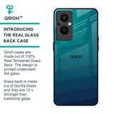 Green Triangle Pattern Glass Case for Oppo F21s Pro 5G