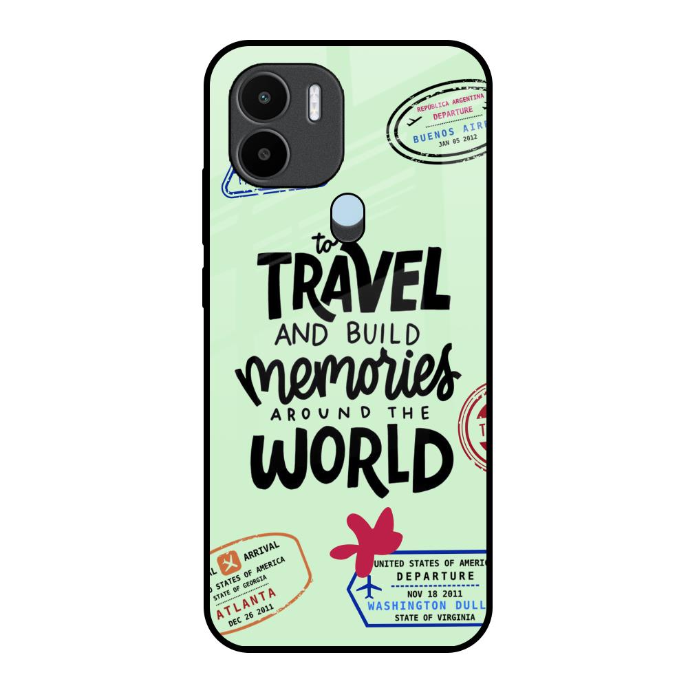 Travel Stamps Redmi A1 Plus Glass Back Cover Online