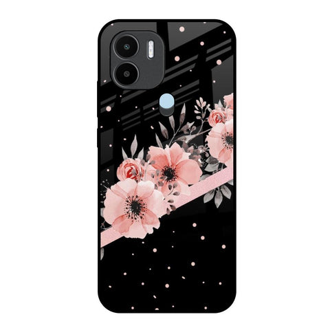 Floral Black Band Redmi A1 Plus Glass Back Cover Online