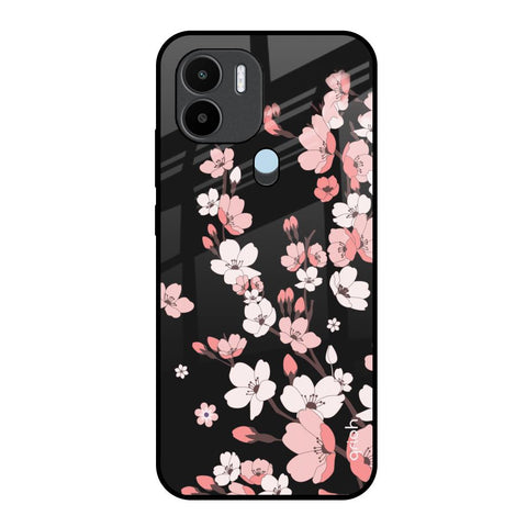 Black Cherry Blossom Redmi A1 Plus Glass Back Cover Online