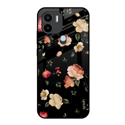 Black Spring Floral Redmi A1 Plus Glass Back Cover Online