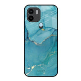 Blue Golden Glitter Redmi A1 Plus Glass Back Cover Online