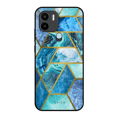 Turquoise Geometrical Marble Redmi A1 Plus Glass Back Cover Online