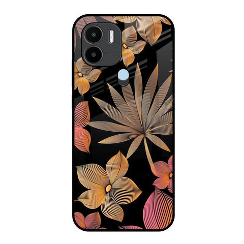 Lines Pattern Flowers Redmi A1 Plus Glass Back Cover Online