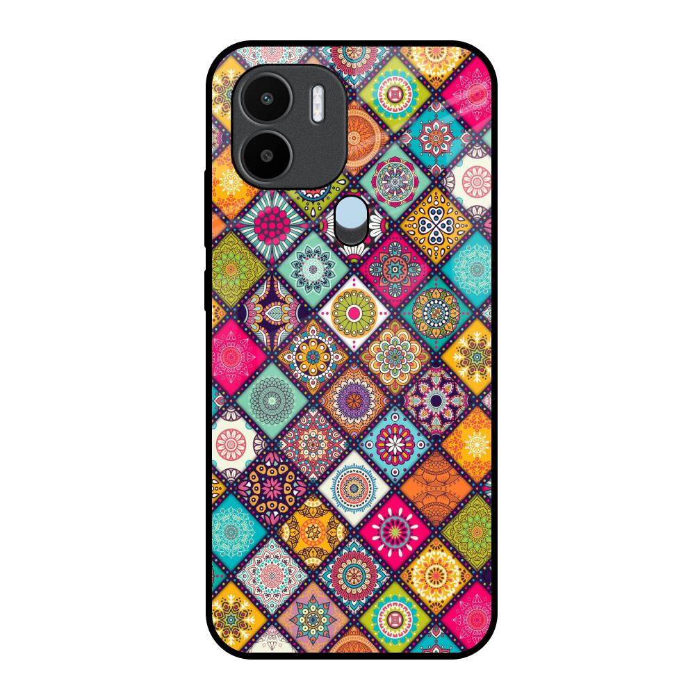 Multicolor Mandala Redmi A1 Plus Glass Back Cover Online
