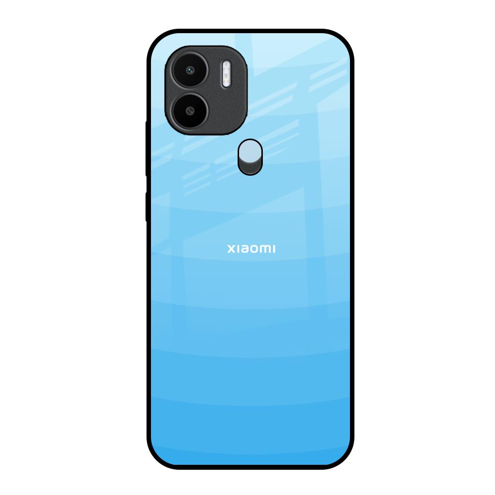 Wavy Blue Pattern Redmi A1 Plus Glass Back Cover Online