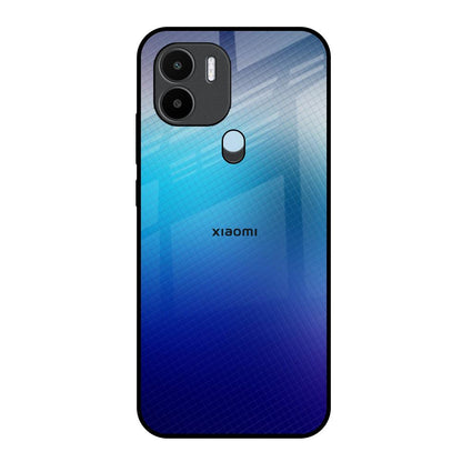 Blue Rhombus Pattern Redmi A1 Plus Glass Back Cover Online
